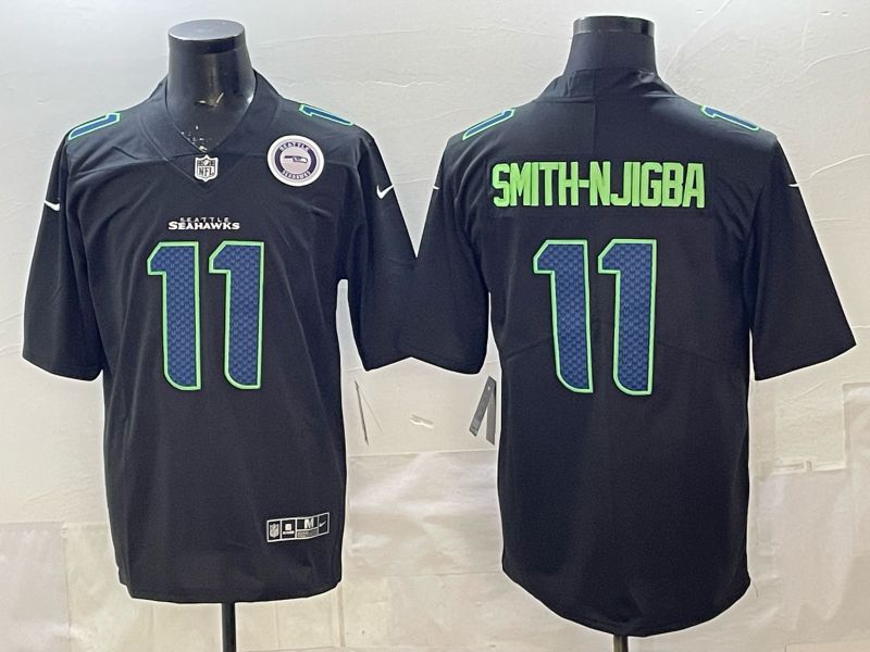 Men 2026 Seattle Seahawks #11 Smith-Njigba Black Nike Limited NFL Jersey 014